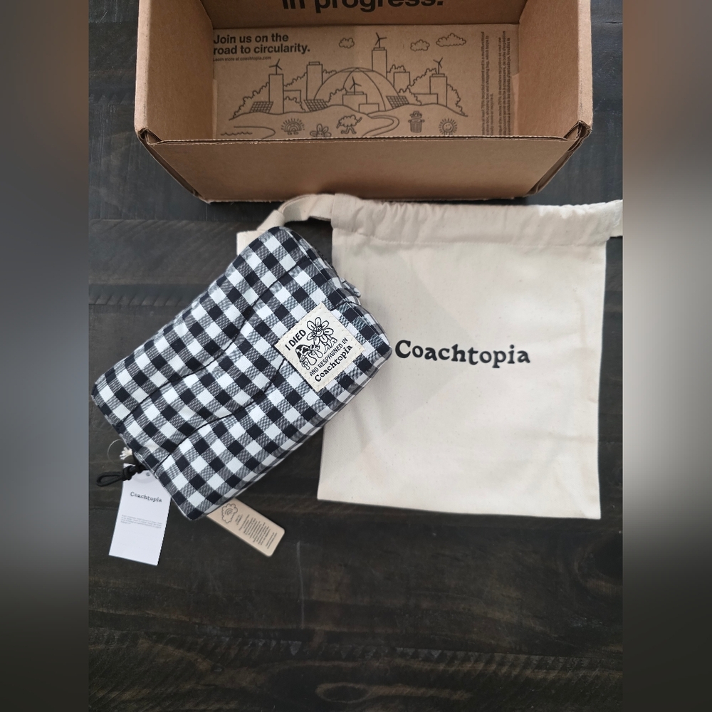 Coachtopia Loop Pouch In Recycled Polyester With Gingham Pattern - Picture 2 of 16